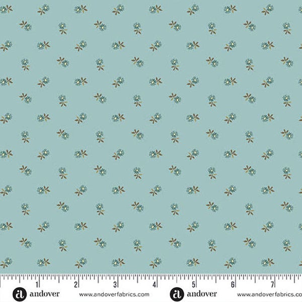 Q183 - stof  Sky Blue Pincushion Flower- Dahlia by Edyta Sitar