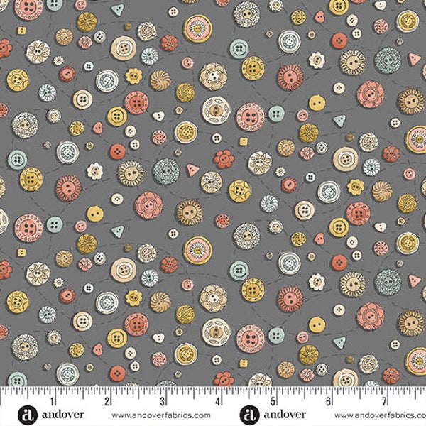 Q404 - stof grey buttons - Atelier by Makower