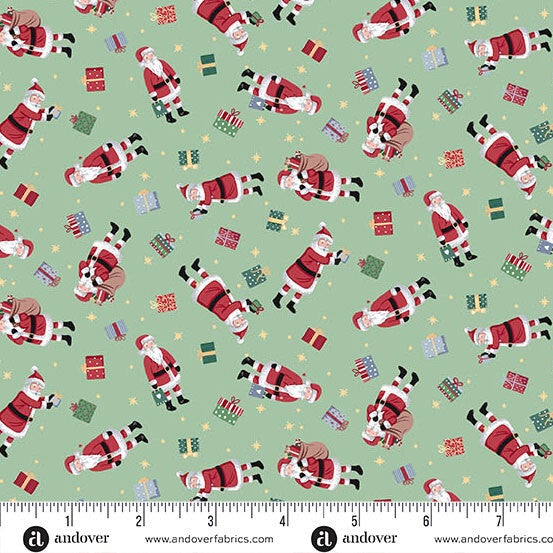 C53 - stof santa green - Country Christmas by Makower