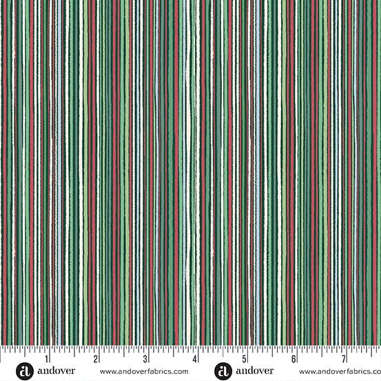 C60 - stof fine stripe green - Country Christmas by Makower
