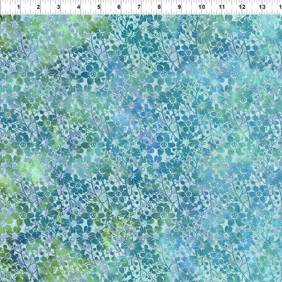 Q1049 - stof shadow flowers green  -Allure  by Jason Yenter - In the beginning