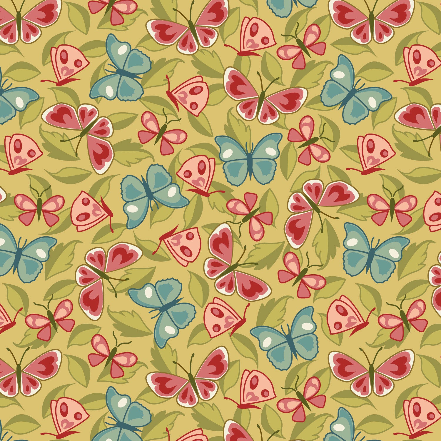 Q436 -  EQP  -stof Butterflies Pear - Back & Forth