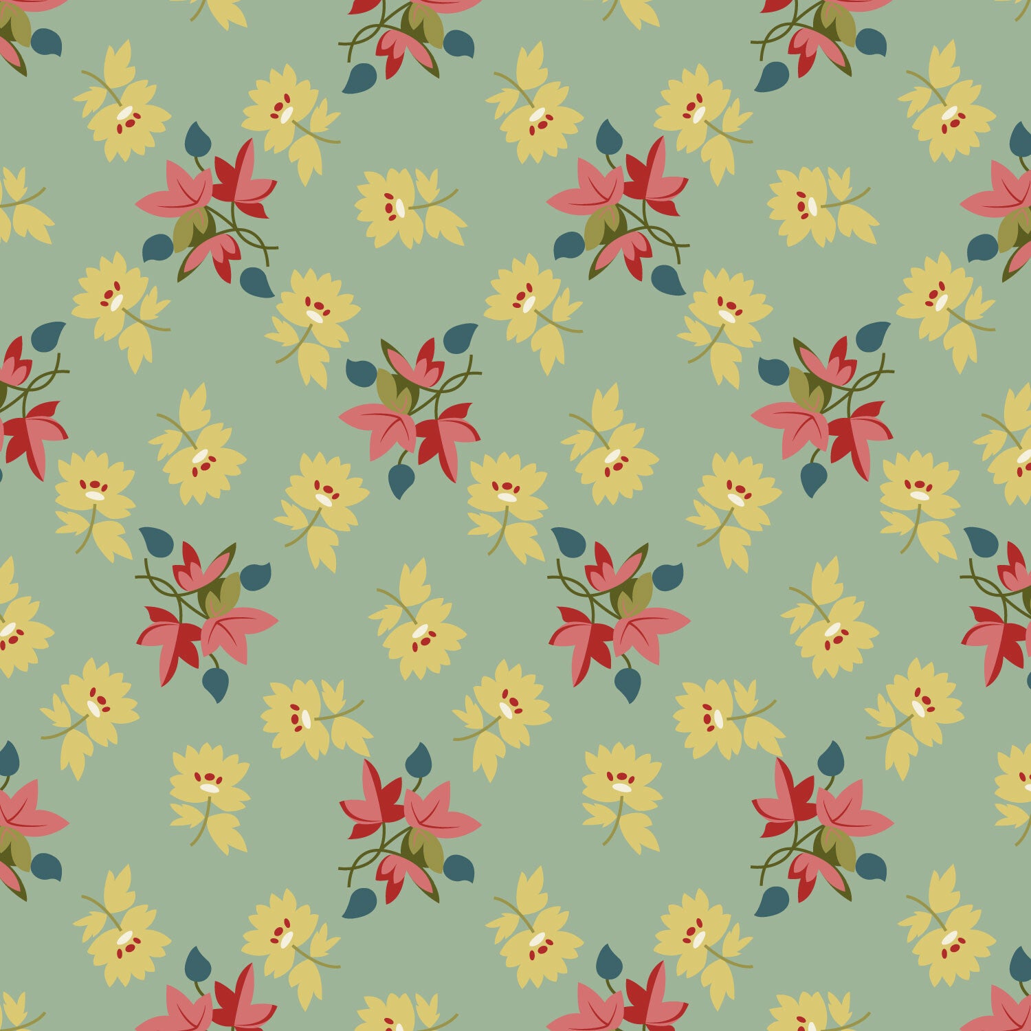 AQ699 -  EQP  -stof Maple Leaf Glacier Blue - Back & Forth