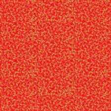 C9 - stof Kerst  - hulst rood metallic gold