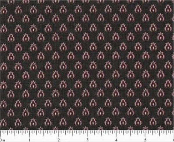 Q370 - stof  roze motief op antraciet