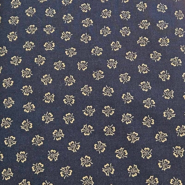 A5 - stof little flowers donkerblauw