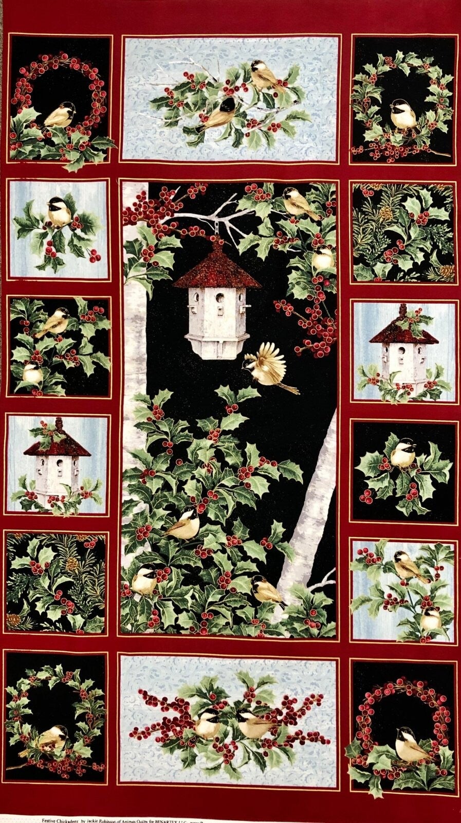 Panel Festive Chickadees