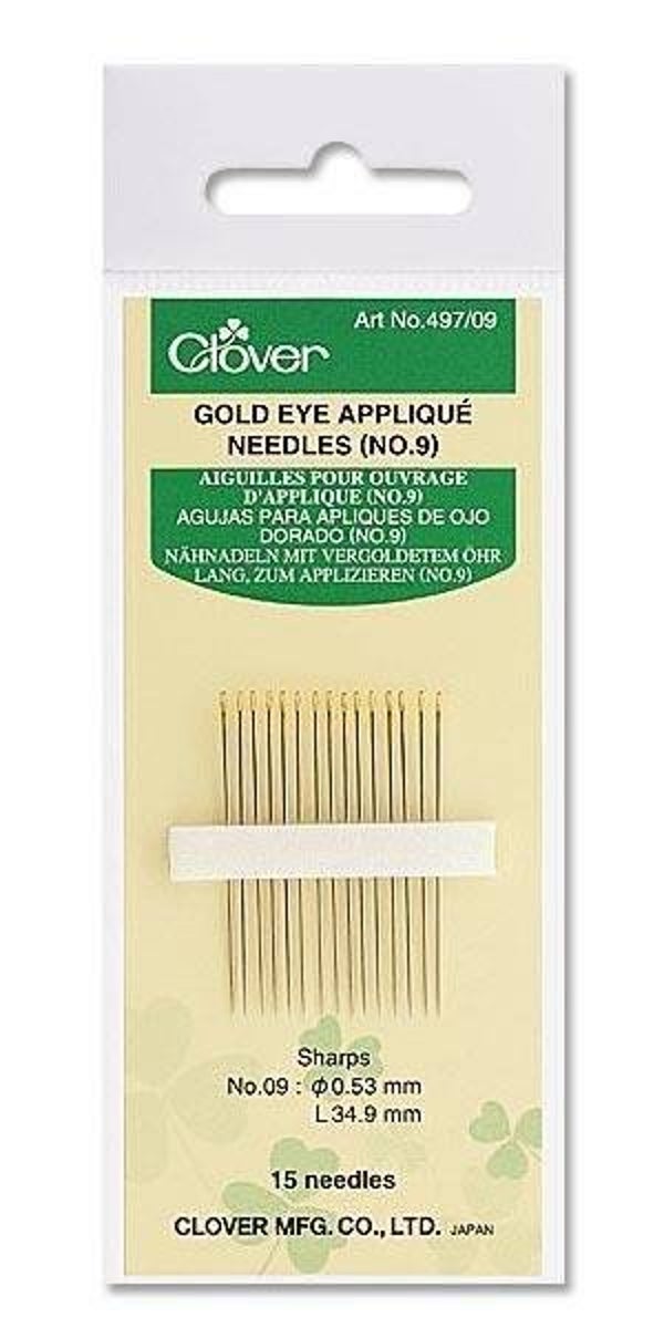 Gold eye applique needles no. 9