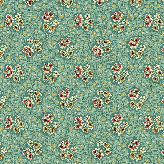 Q309 - stof turquoise - floral springs - Aok Alley - Di Ford- Hall