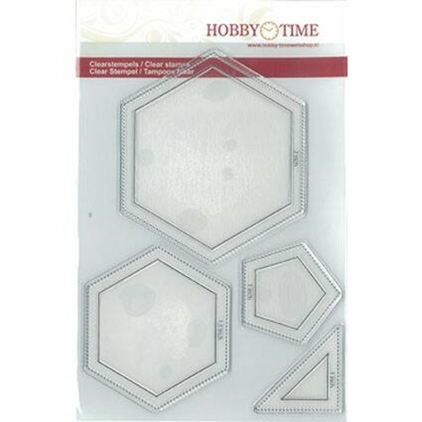 Stempel hexagon 2 en 1,5 inch, pentagon en driehoek 1 inch. CRP0044