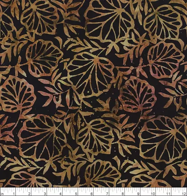 B107 - batik chocolate leafs - Anthlogy Fabrics