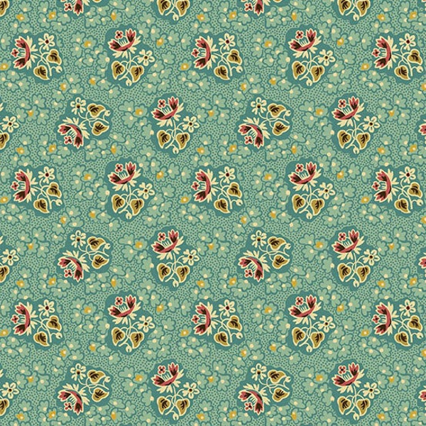 Q309 - stof turquoise - floral springs - Aok Alley - Di Ford- Hall