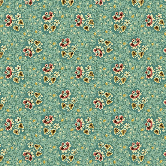 Q309 - stof turquoise - floral springs - Aok Alley - Di Ford- Hall