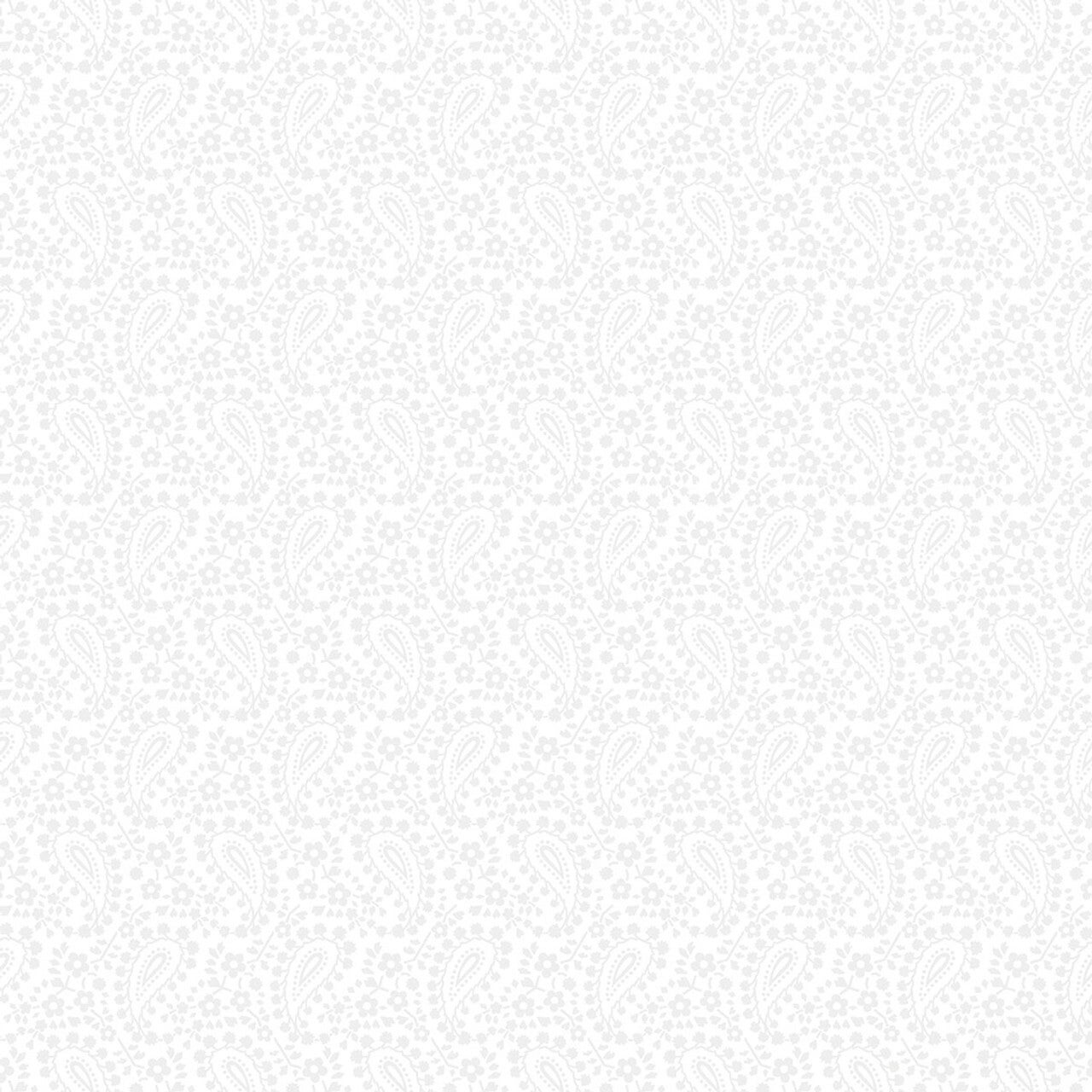 Q351 - stof wit op wit paisley floral  - Benartex