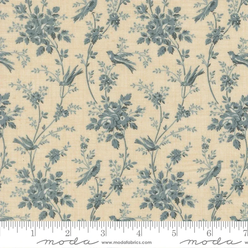 Q388 - stof  French Blue -  Fleur de Paris - French General by Moda