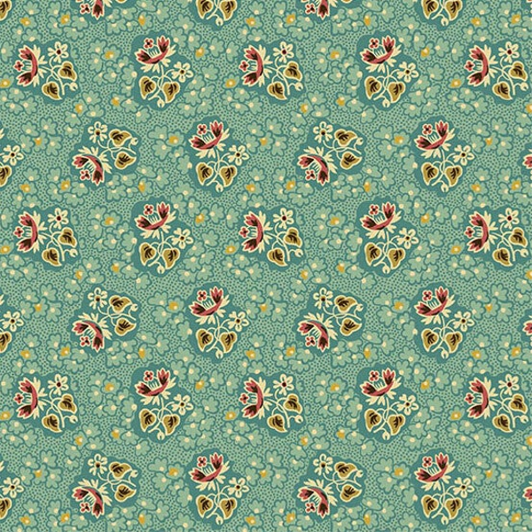 Q309 - stof turquoise - floral springs - Aok Alley - Di Ford- Hall