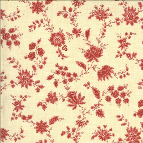 Q160 - stof ecru met roze rode bloem- Elinores Endeavor by Betsy Chutchian - Moda