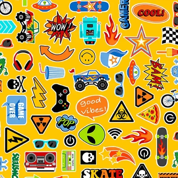 Q559 - stof Monster Mash geel