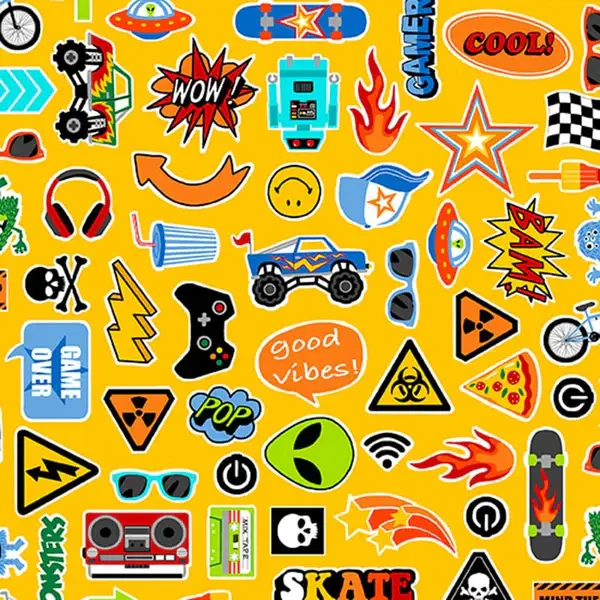 Q559 - stof Monster Mash geel