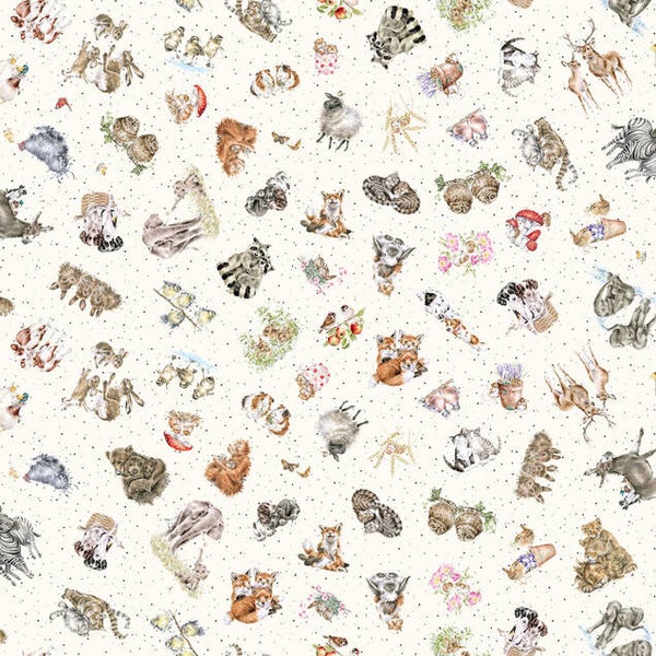 Q823 - stof Tossed Animals - Cream - Maywood