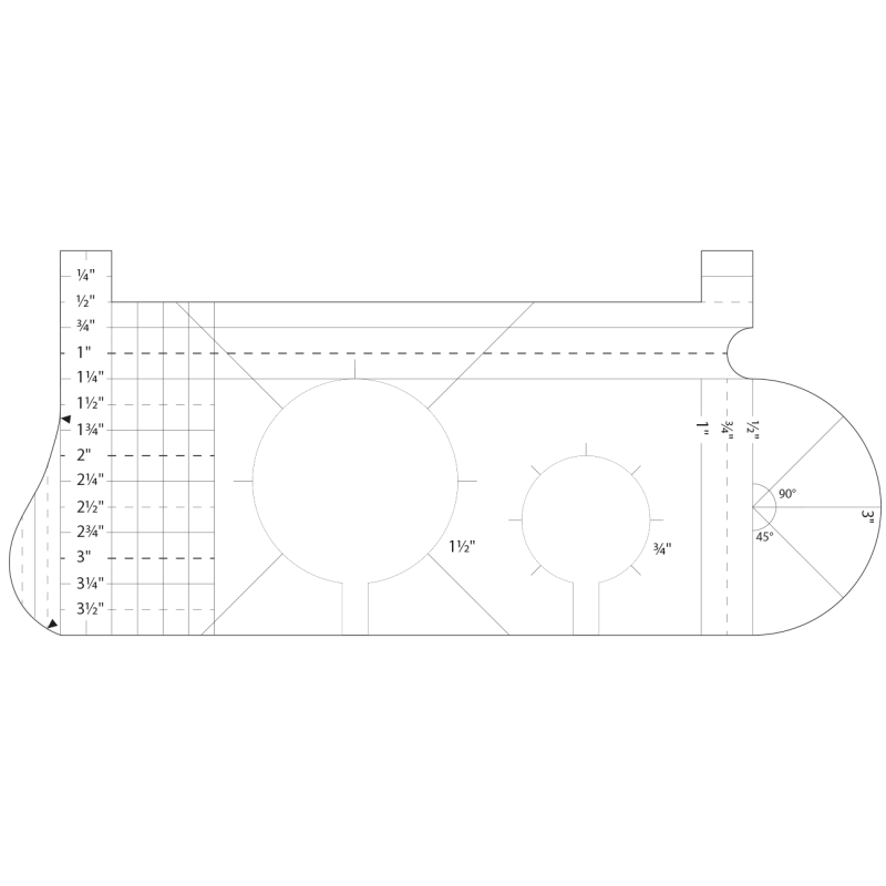 Multi-tool-ruler voor machine quilten