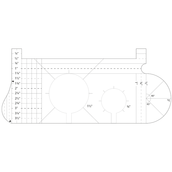 Multi-tool-ruler voor machine quilten