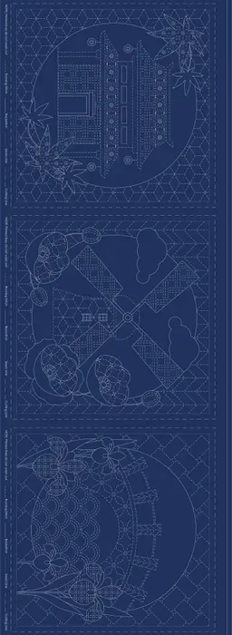 Panel Sashiko Little Scenes navy - Devenstone