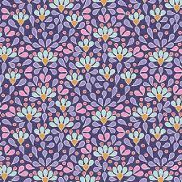 T19 - stof blue sea anemone serie Cotton Beach by Tilda