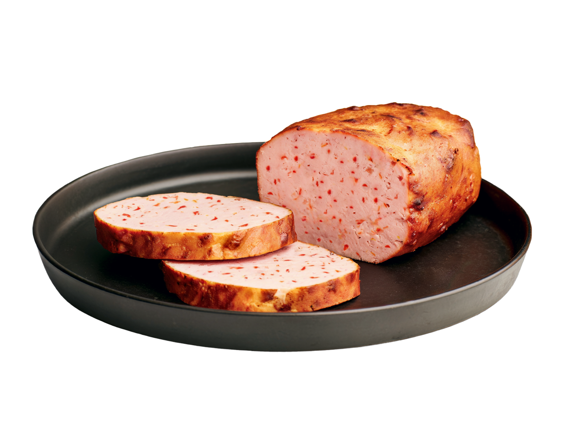 Fleischkäse Piccante für 10 bis 12 Personen geschnitten
