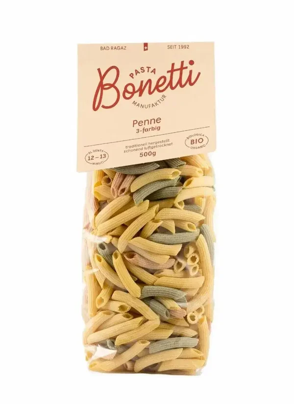 Bio Penne 3-farbig 500g Vegan
