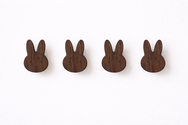 Houten wandhaak konijn (set van 4)
