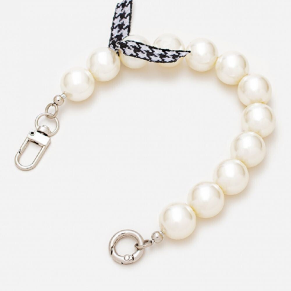 COLLIER DE COQUE DE TELEPHONE EN PERLES AVEC BOUCLE ROSEE - 30 CM