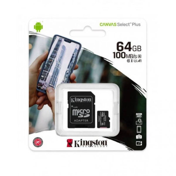KINGSTON CANVAS SELECT PLUS 64 GO - MICRO SDHC + ADAPTATEUR SD ( ORIGINE )