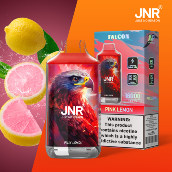 Vapoteuse Rechargeable Type-C - JNR Falcon - 16000 puffs 2% Nicotine - Pink Lemon