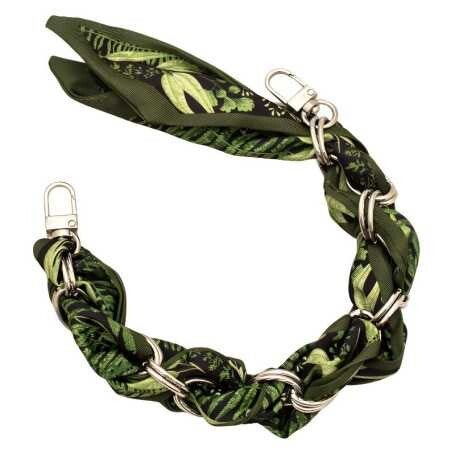 Collier de Coque de Téléphone avec Foulard en Soie Vert , Fermoir Argenté - 34 CM