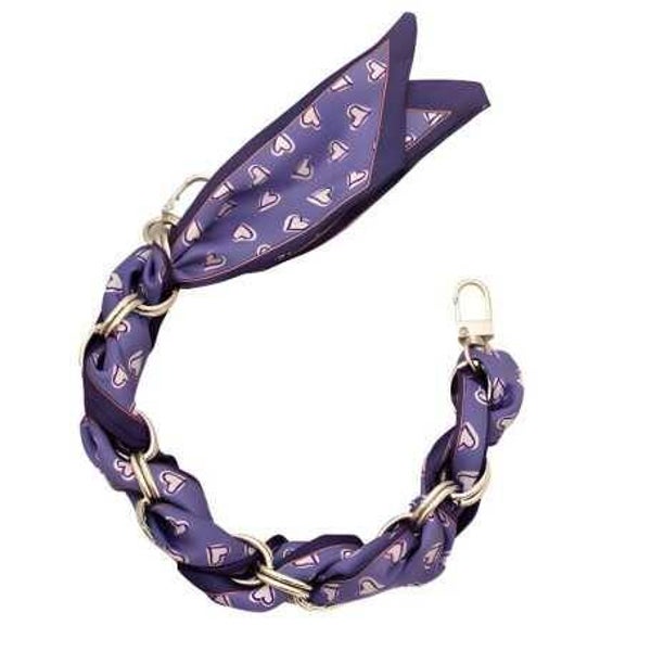 Collier de Coque de Téléphone avec Foulard en Soie Violette , Fermoir Argenté - 34 CM
