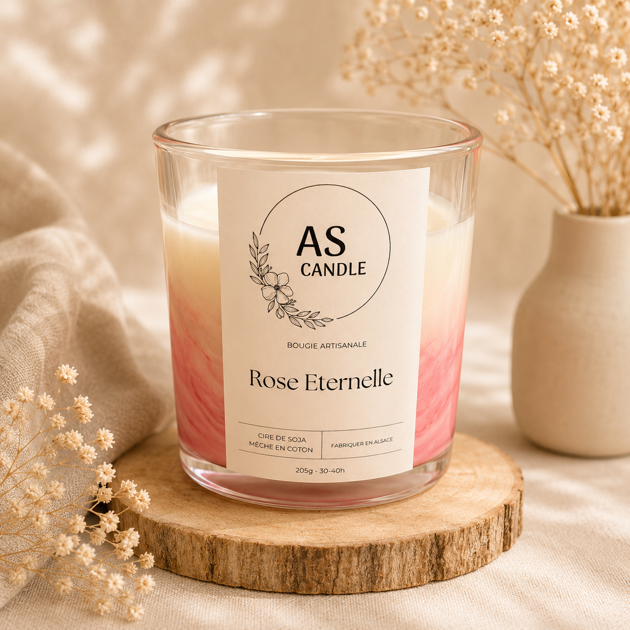 Bougie Rose Éternelle