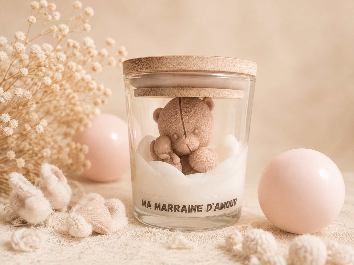 Bougie moulé ourson et son doudou