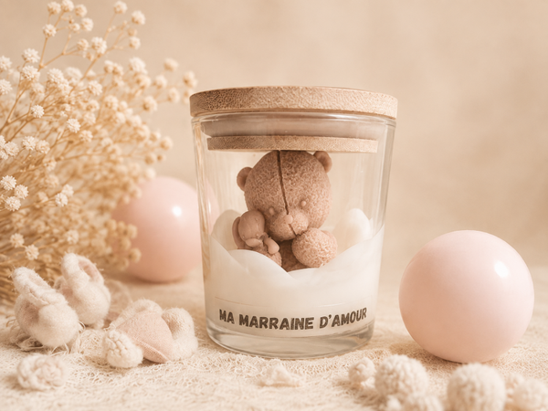 Bougie moulé ourson et son doudou