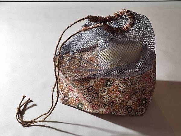 Sac vrac Filet beige fleuri