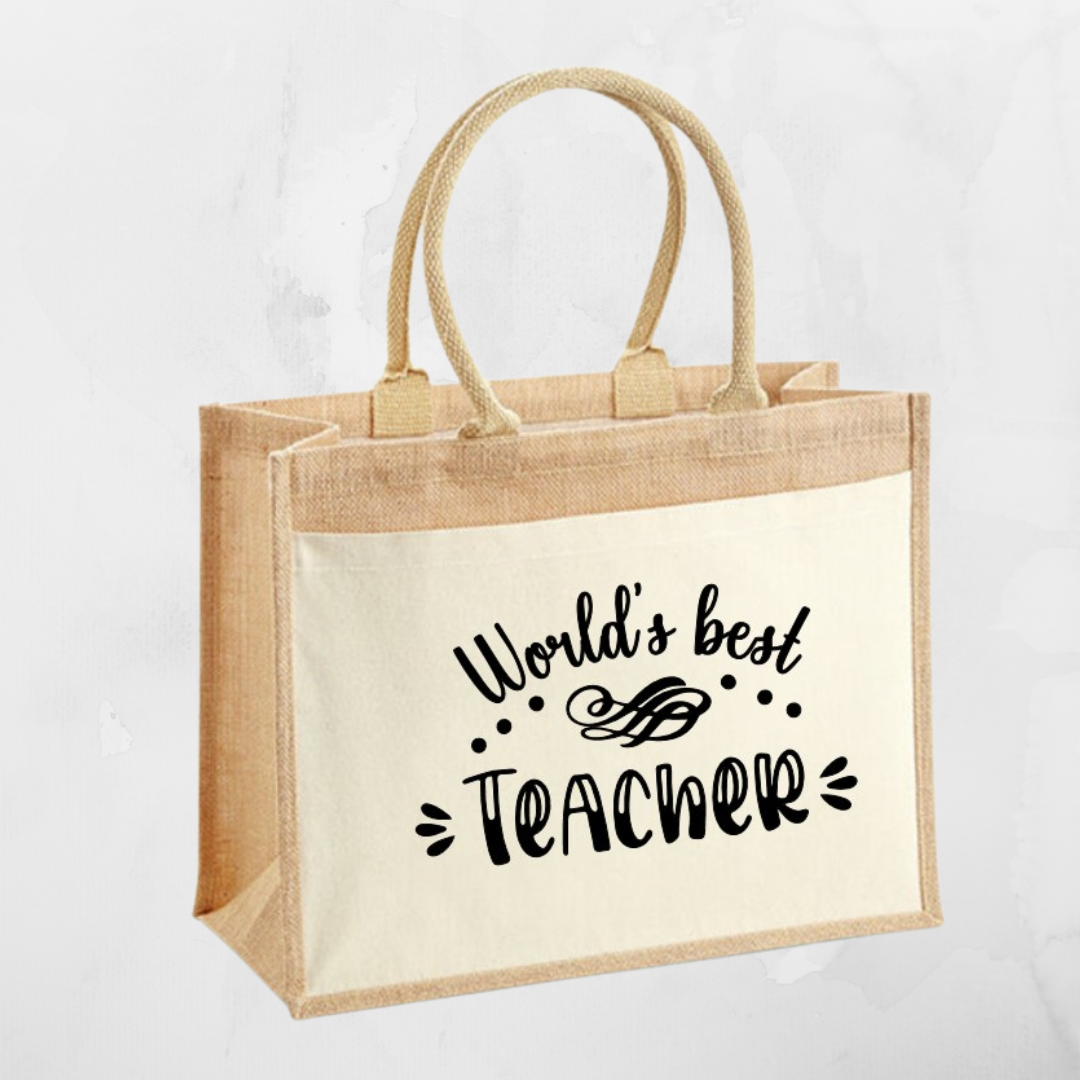 Jute shopper "World's best teacher"
