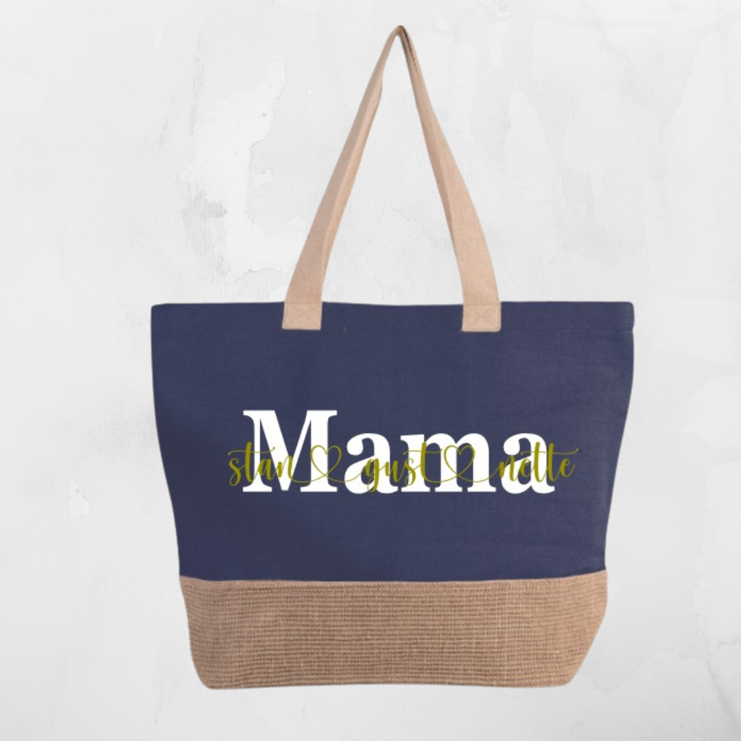 Rustieke shopper "Mama + naam kind"