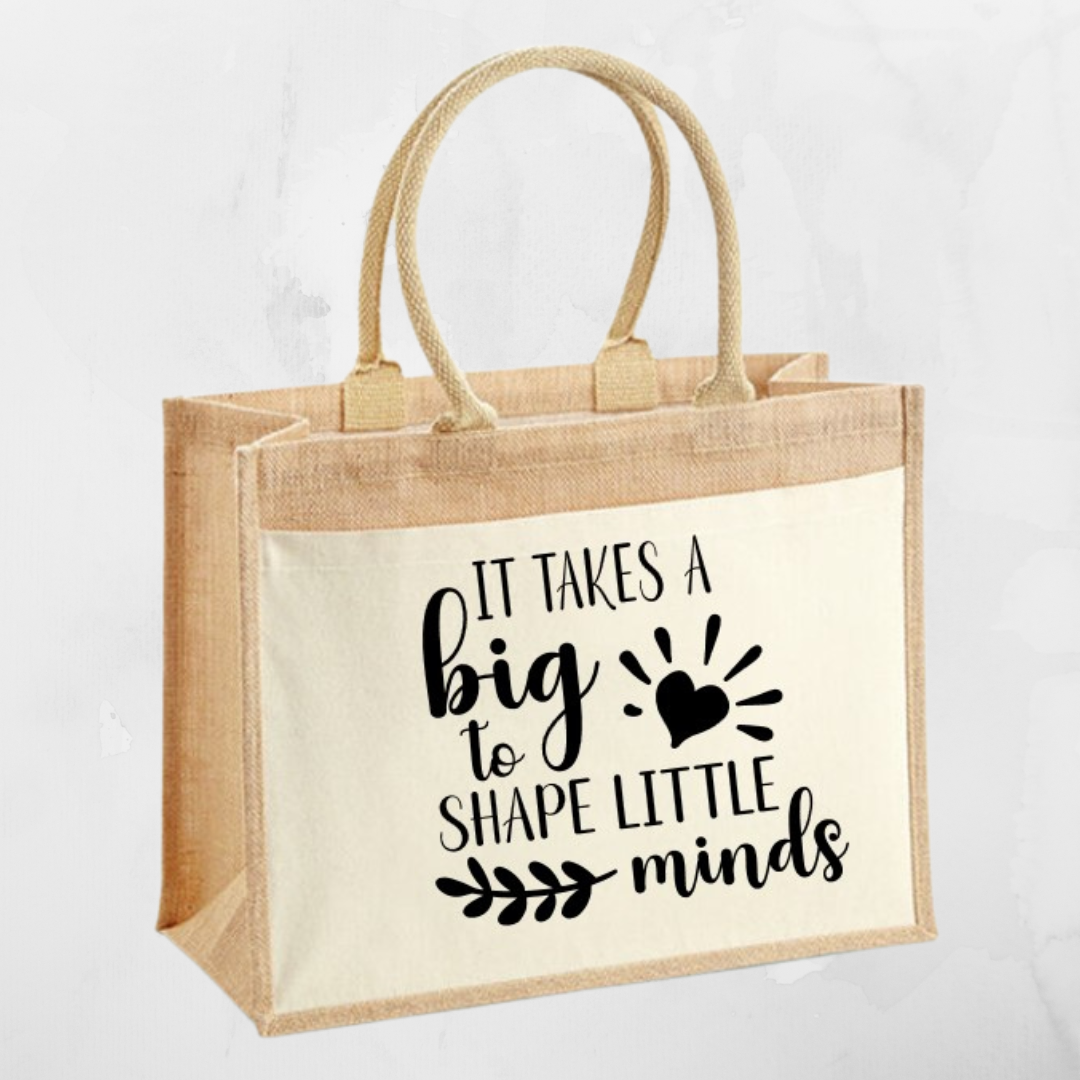 Jute shopper "It takes a big heart"