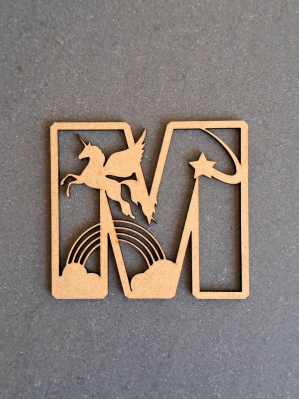 Houten letter 'Unicorn'