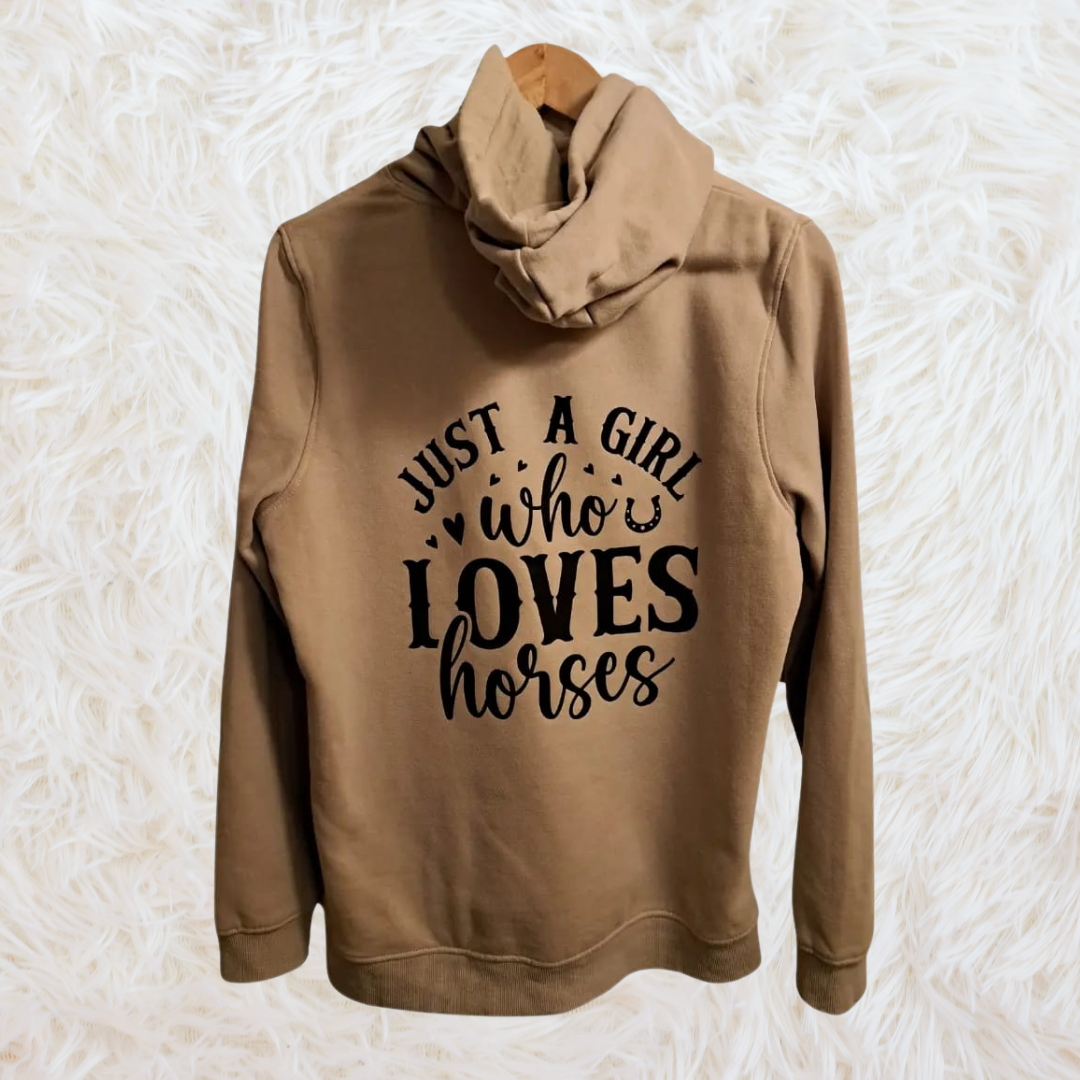 Sweater of hoodie adult "Just a girl who loves horses"