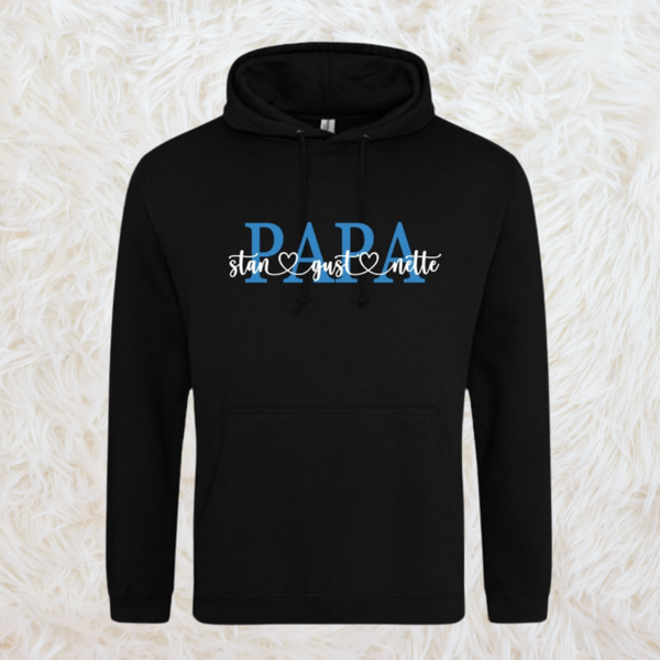 Sweater of hoodie "mama/papa + namen kinderen"