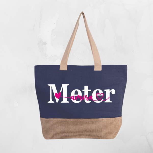 Rustieke shopper "Meter + naam metekind"