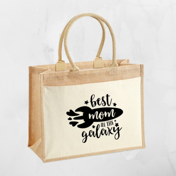 Jute shopper "Best mom in the galaxy"