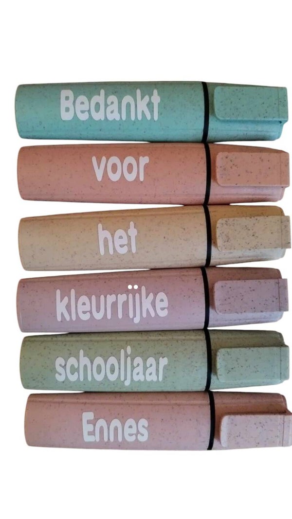 Fluostiften 'Bedankt voor het kleurrijke schooljaar'