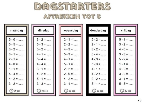 Dagstarters bewerkingen tot 5